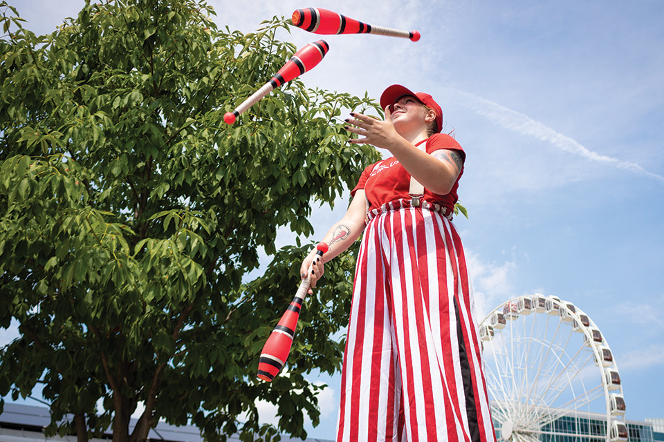 Girl juggling at Smale Family Days at Cincinnati’s Smale Riverfront Park (photo courtesy of Cincinnati Parks)