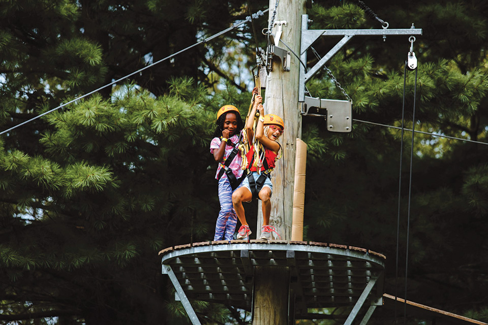 Kids doing zipline at Hocking Hills Canopy Tours in Rockbridge (photo courtesy of Hocking Hills Canopy Tours)