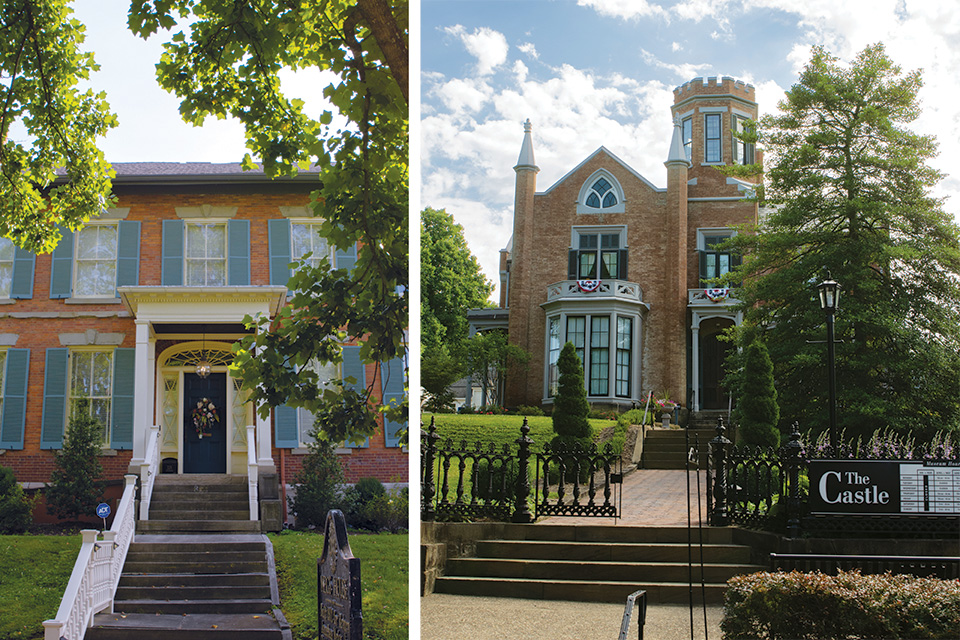 Left: exterior of the Meigs House, right: exterior of The Castle in Marietta (photos by Rachael Jirousek)
