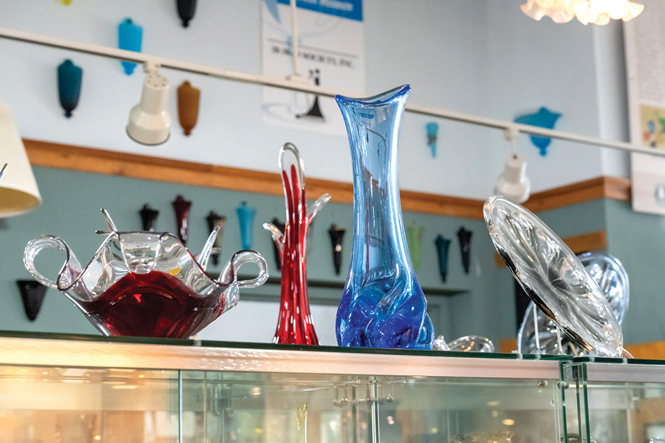 Works at Tiffin Glass Museum and Shoppe (photos by Doug Hinebaugh)