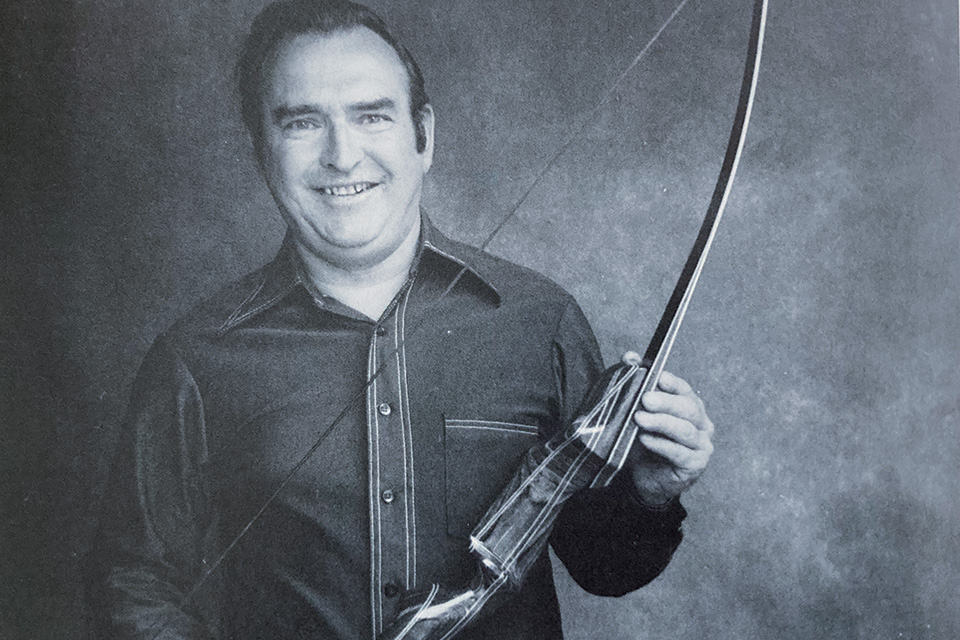 “I don’t put sights on a bow unless a customer specifically orders it. Shooting an arrow accurately is sort of an instinct, like learning to throw a rock accurately.” (photo by Lois Abel Harlamert)