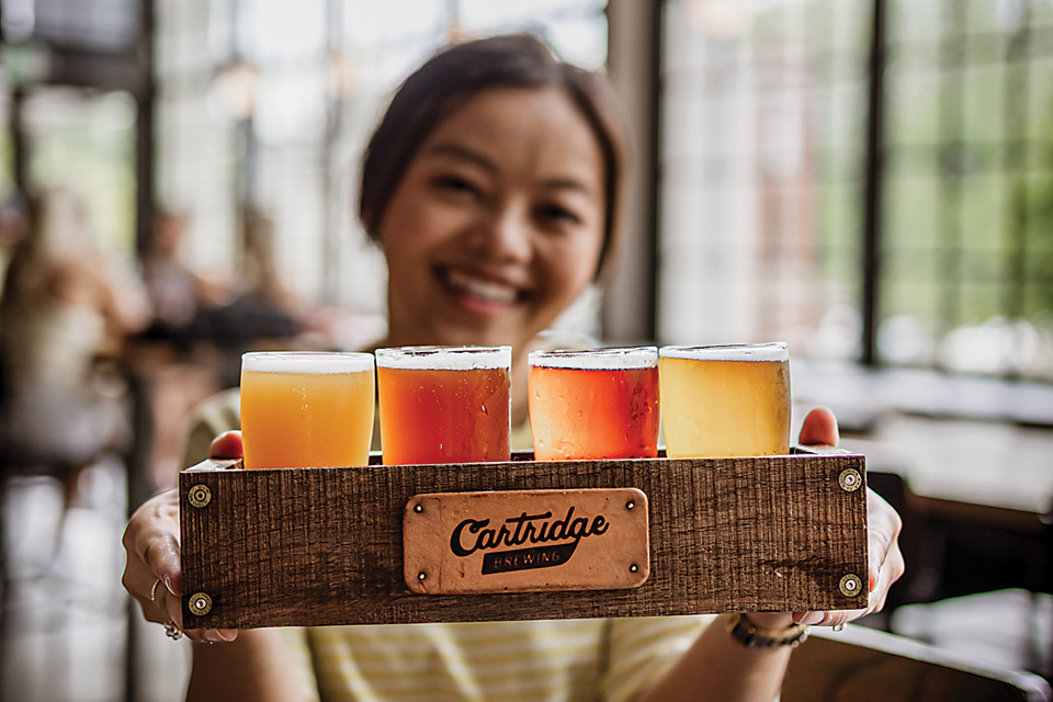 Flight of beer at Cartridge Brewing in Maineville, Ohio (photo courtesy of Cartridge Brewing)