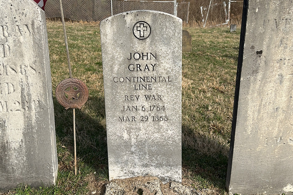 John Gray’s grave in Noble County from Ohio’s Revolutionary War Veteran Graves Project (photo by Scott A. Britton)