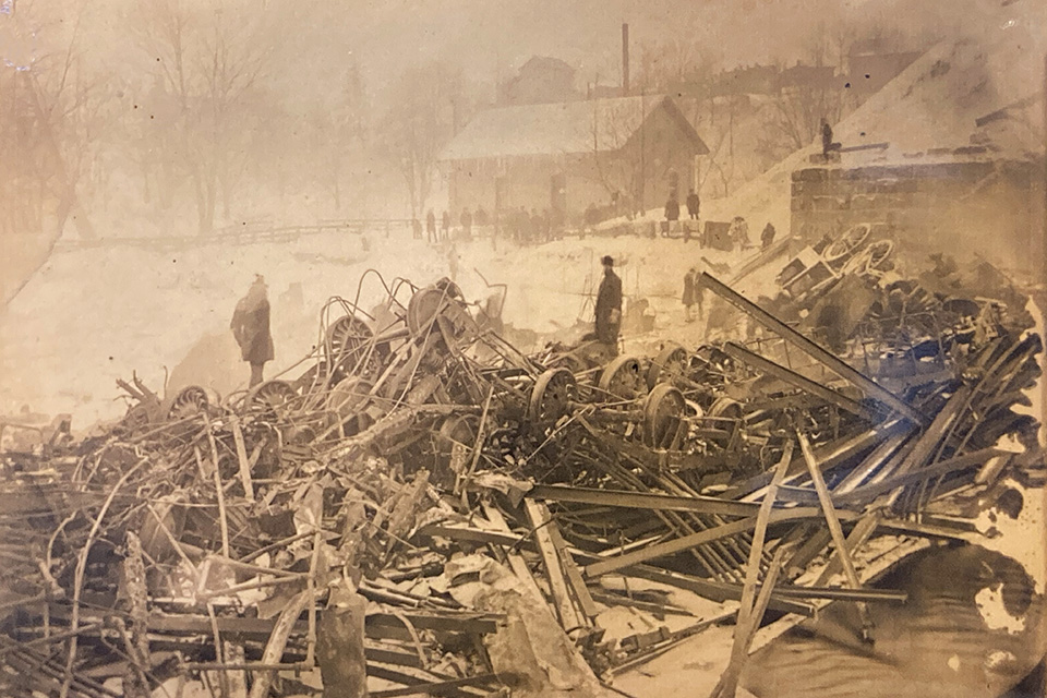 Wreckage from the Ashtabula train disaster (photo courtesy of the Ashtabula Maritime and Surface Transportation Museum)