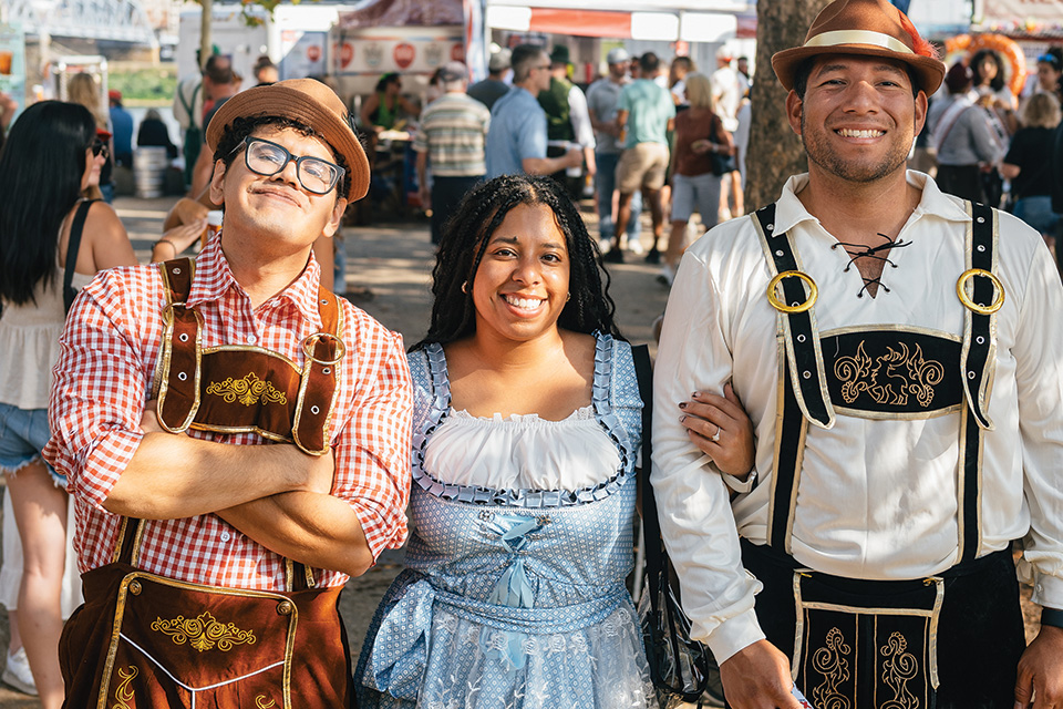 People dressed in German clothing at Oktoberfest Zinzinnati in Cincinnati (photo by Frank Young)