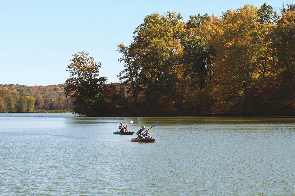 People kayaking at Miami Whitewater Forest in Hamilton County (photo courtesy of Great Parks of Hamilton County)