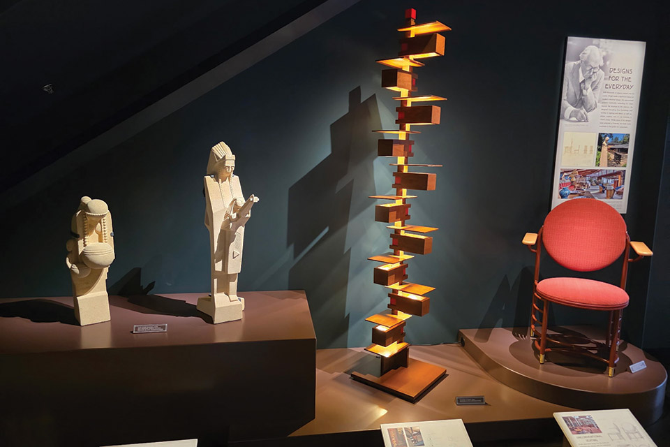 Furniture and artifact display at the Hagen History Center’s Frank Lloyd Wright Field Office Museum in Erie, Pennsylvania (photo courtesy of the Hagen History Center)